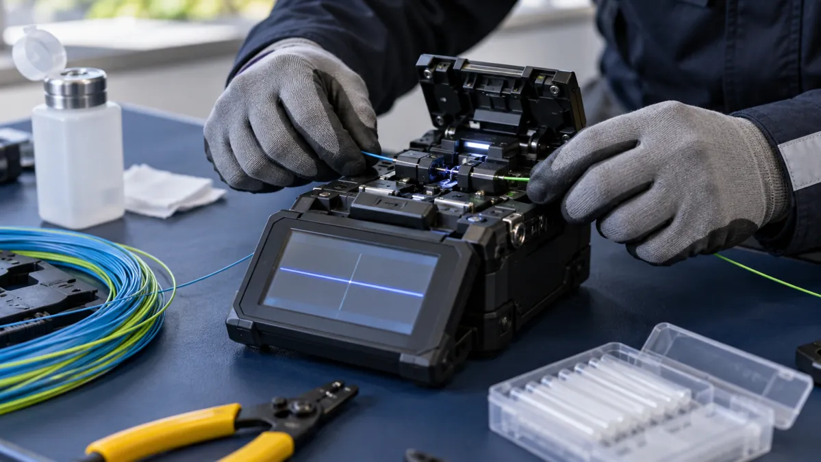 Illustration of fibre optic installation and testing