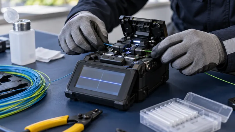 Illustration of fibre optic installation and testing