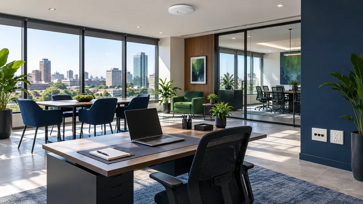 Illustration of a connected modern business office